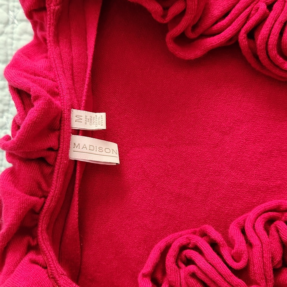 Madison Fuchsia Ruffled Cardigan M - Picture 2 of 6